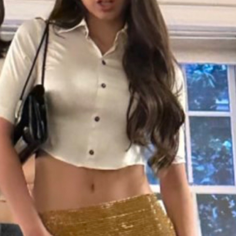 Vintage Todd Oldham 1995 Collection Cropped Salmon/Peach ButtonUp Stretchy Top